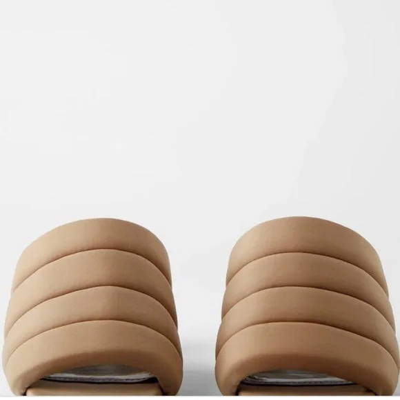 ZARA Beige Quilted Sandals - Picture 5 of 10